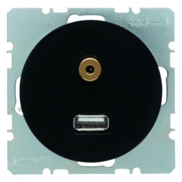 BERKER - R.x USB 3,5 mm Audio Steckdose schwarz glänzend