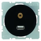 BERKER - R.x USB 3,5 mm Audio Steckdose schwarz glänzend