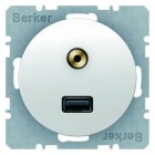 BERKER - R.x USB 3,5 mm Audio Steckdose polarweiß glänzend