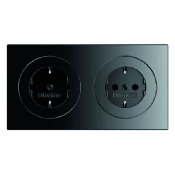BERKER - R.3 SSD 2fach mit Rahmen schwarz glänzend