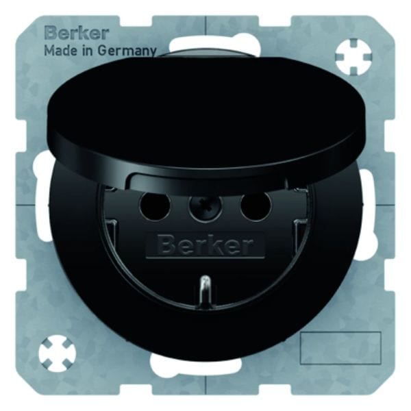 BERKER - R.x SSD mit Klappdeckel schwarz glänzend