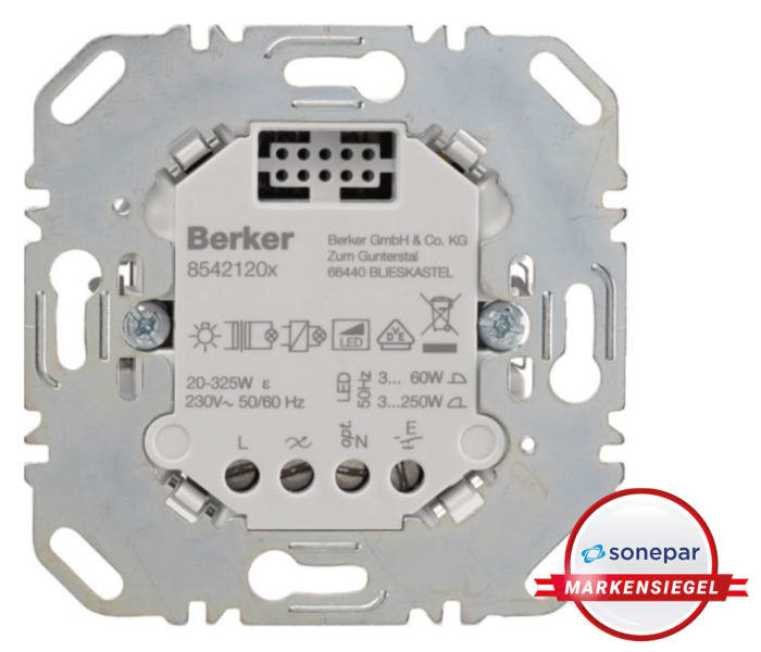 BERKER - MS! .net Universal Tastdimmer 1fach 3-Draht mit optionalem N Anschluss, UP