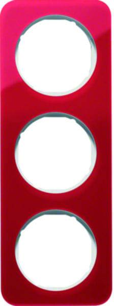 BERKER - R.1 Rahmen 3fach Acryl rot / polarweiß glänzend