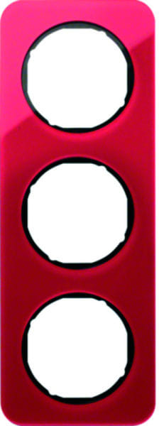 BERKER - R.1 Rahmen 3fach Acryl rot / schwarz glänzend