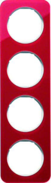 BERKER - R.1 Rahmen 4fach Acryl rot / polarweiß glänzend