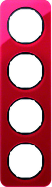 BERKER - R.1 Rahmen 4fach Acryl rot / schwarz glänzend