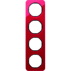 BERKER - R.1 Rahmen 4fach Acryl rot / schwarz glänzend