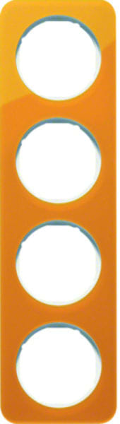 BERKER - R.1 Rahmen 4fach Acryl orange / polarweiß glänzend
