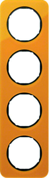 BERKER - R.1 Rahmen 4fach Acryl orange / schwarz glänzend