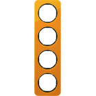BERKER - R.1 Rahmen 4fach Acryl orange / schwarz glänzend