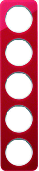 BERKER - R.1 Rahmen 5fach Acryl rot / polarweiß glänzend