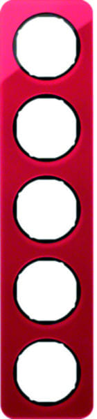 BERKER - R.1 Rahmen 5fach Acryl rot / schwarz glänzend