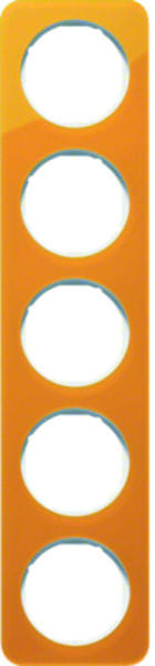 BERKER - R.1 Rahmen 5fach Acryl orange / polarweiß glänzend