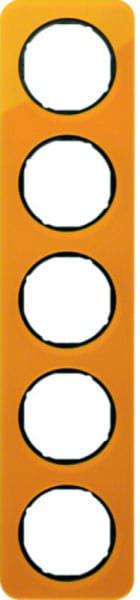 BERKER - R.1 Rahmen 5fach Acryl orange / schwarz glänzend