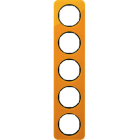 BERKER - R.1 Rahmen 5fach Acryl orange / schwarz glänzend