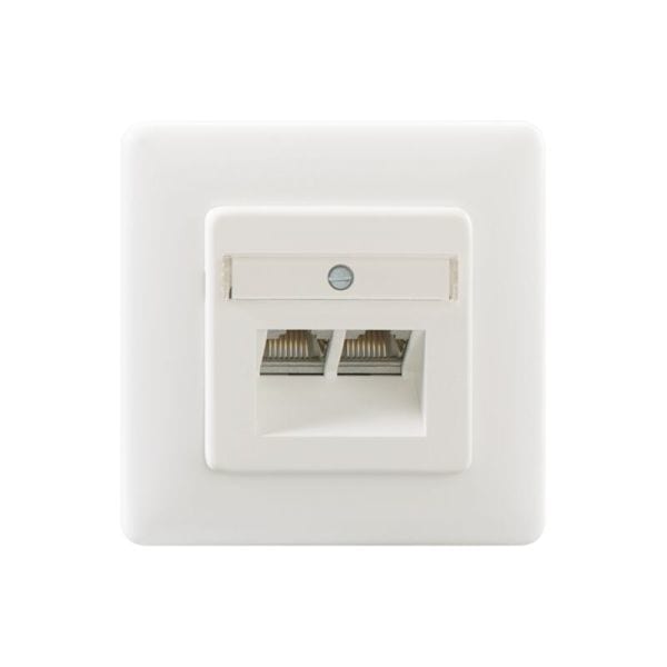 RUTENBECK - Anschlussdose 2-fach Cat6/ Class-E-8/8 Up mit Abedeckung, polarweiß