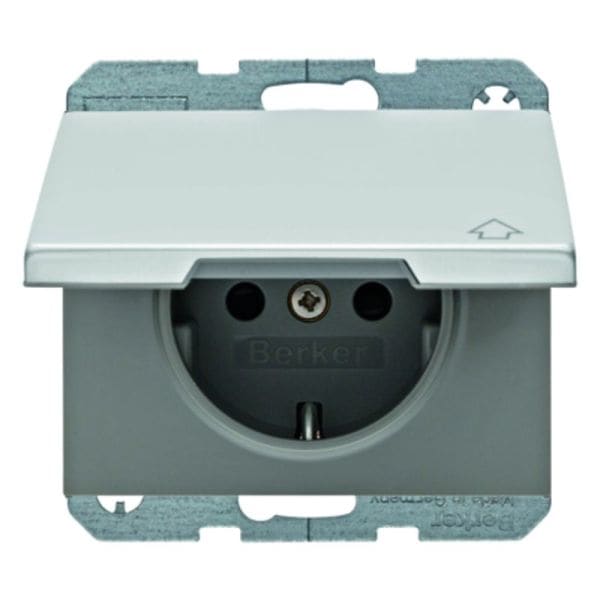 BERKER - K.5 IP44 SSD mit Klappdeckel und erh. Berührungsschutz Aluminium