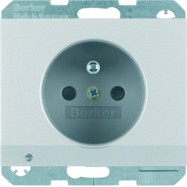 BERKER - K.5 SD mit Schutzkontaktstift und LED-Orientierungslicht alu matt