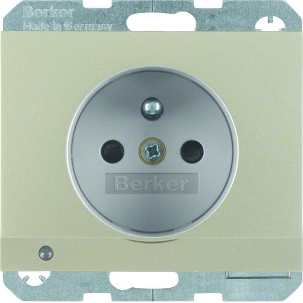 BERKER - K.5 SD mit Schutzkontaktstift & LED-Orientierungslicht alu matt