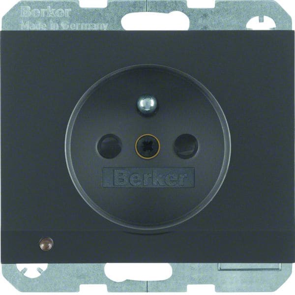 BERKER - K.1 SD mit Schutzkontaktstift & LED-Orientierungslicht anthrazit matt