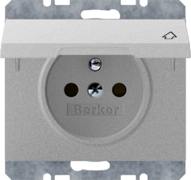 BERKER - K.5 SD mit Schutzkontaktstift und Klappdeckel Aluminium
