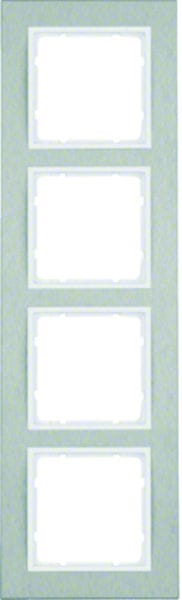 BERKER - B.7 Rahmen 4fach waagrecht Edelstahl f. Zentralstück polarweiß matt
