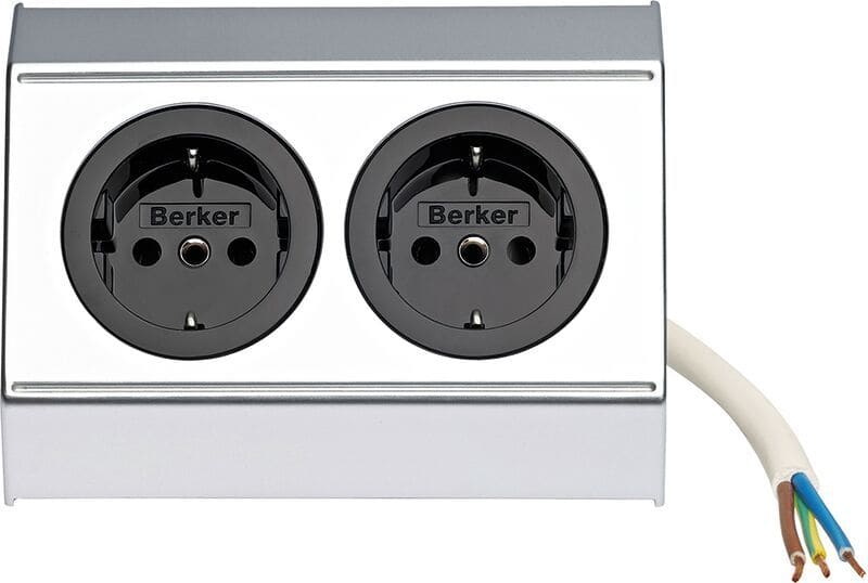 BERKER - INTEGRO TWIN-Box mit 2 FR/BE SSD mit Schutzkontaktstift chrom/schwarz