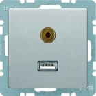BERKER - Q.x USB/3,5 mm Audio Steckdose alu samt