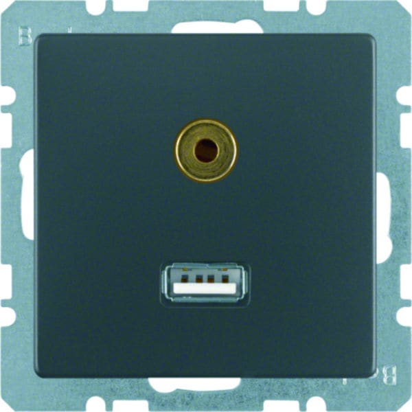 BERKER - Q.x USB/3,5 mm Audio Steckdose anthrazit samt