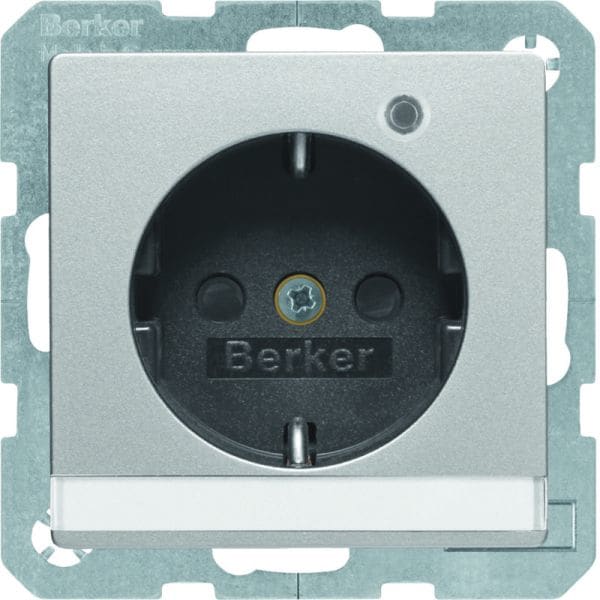 BERKER - Q.x SSD mit Kontroll-LED und Beschriftungsfeld alu samt