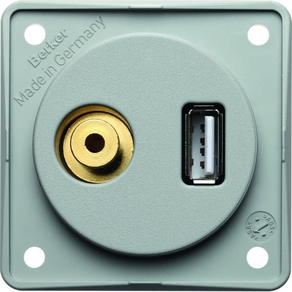 BERKER - INTEGRO USB/3,5 mm Audio Steckdose grau matt