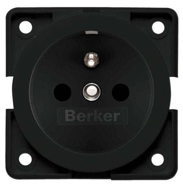 BERKER - MOBIL R TWIN Steckdose mit Erdungsstift schwarz glänzend