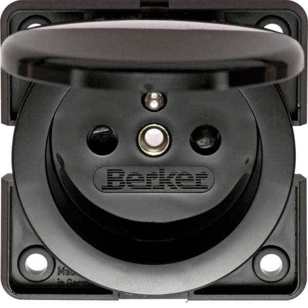BERKER - MOBIL R TWIN SSTD/KLP.u.Erdungs- stift schwarz