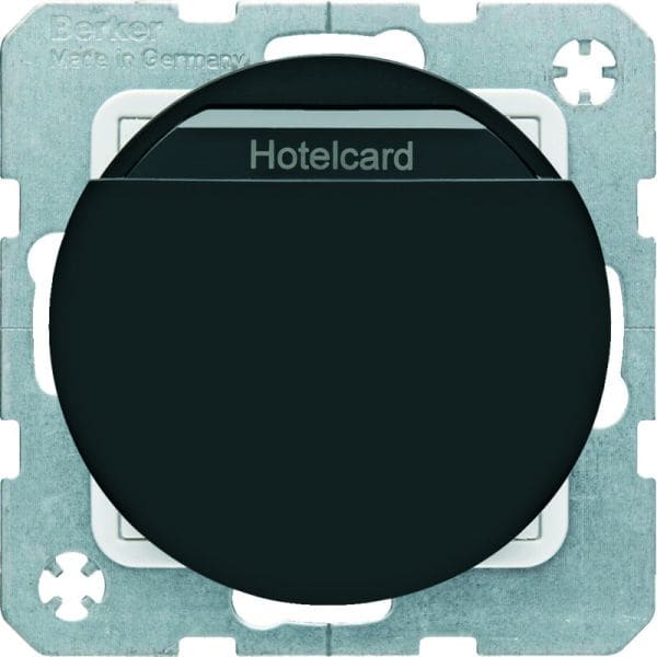 BERKER - R.x Relais-Schalter mit Zentral- stück für Hotelcard schwarz glänzend