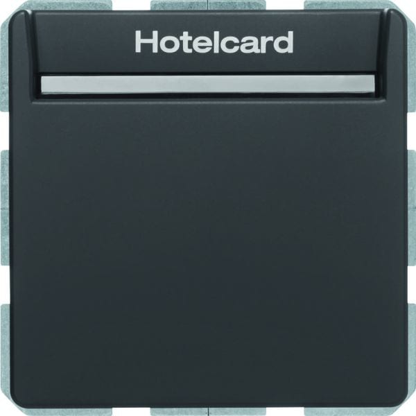 BERKER - Q.x Relais-Schalter mit Zentral- stück für Hotelcard sw matt, lackiert