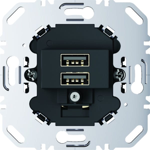 BERKER - USB-Ladesteckdose 230 V, 2fach mit Tragring eckig anthrazit matt