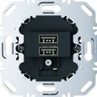 BERKER - USB-Ladesteckdose 230 V, 2fach mit Tragring eckig anthrazit matt