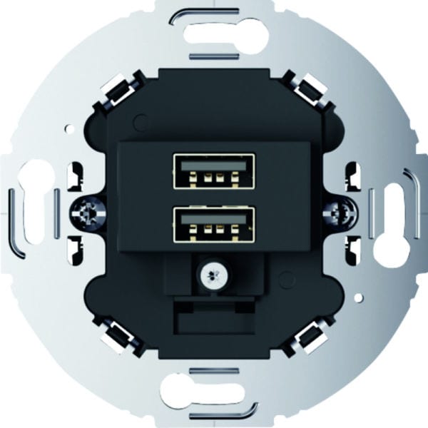 BERKER - USB-Ladesteckdose 230 V, 2fach mit Tragring rund anthrazit matt