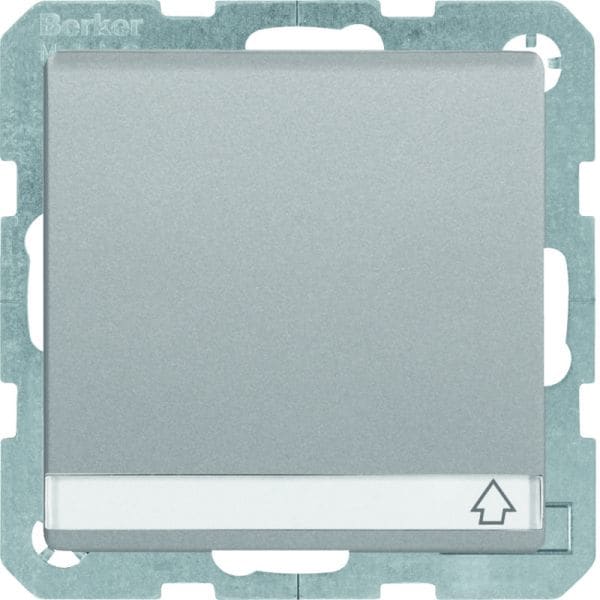 BERKER - Q.x SSD mit Klappdeckel, Schrift- feld und erh. Berührungsschutz alu samt