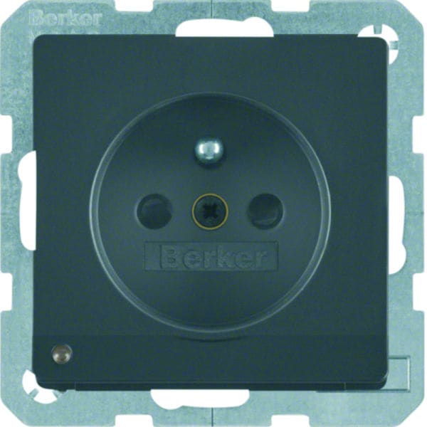 BERKER - Q.x SD mit erh. Berührungsschutz Erdstift LED Ambientebel. sw m., lack.