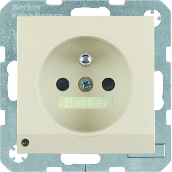 BERKER - S.1 SD mit Schutzkontaktstift & & LED-Orientierungslicht, weiß glänzend