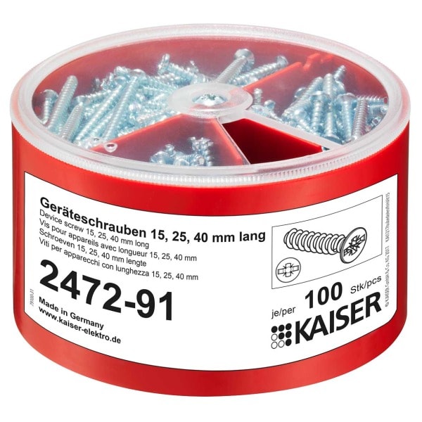 KAISER - Geräteschrauben-Box je 100 Stk. Ø 3,2 x Länge 15/25/40 mm