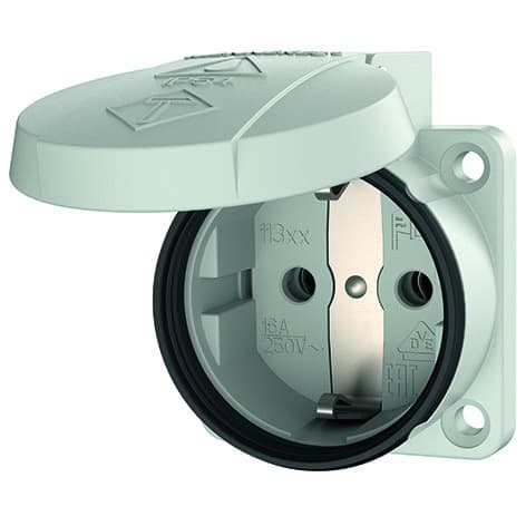 MENNEKES - Schuko-Anbausteckdose m. Dicht- kragen,16A 2p+E 230V IP54 Schraubkl,grau
