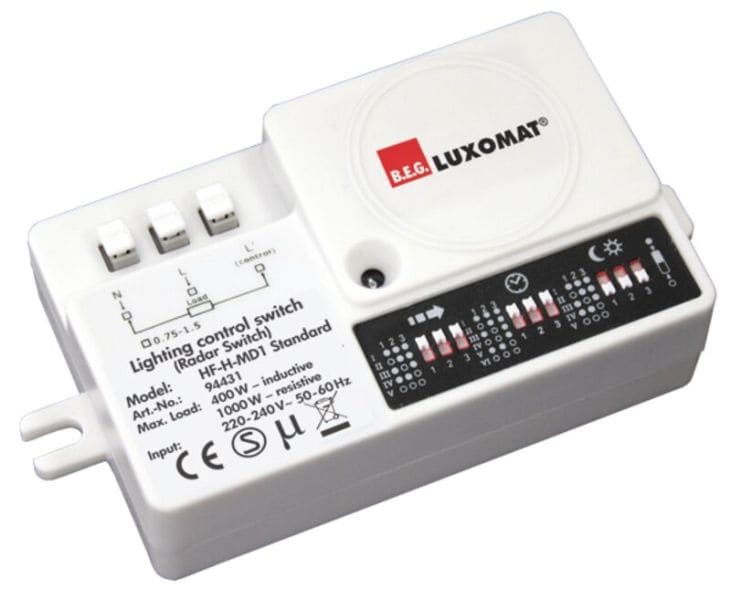 BEG - HF-H-MD1-UP Hochfrequenz-Bewegungsmelder für unsichtbares Lichtschalten, Unterputzeinbau