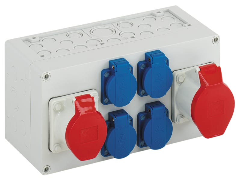 SPELSBERG - Steckdosenkombination, grau, IP44, AKi 1-4S