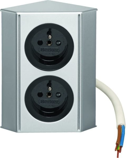 BERKER - INTEGRO TWIN-Box mit 2 FR/BE SSD mit Schutzkontaktstift chrom/schwarz