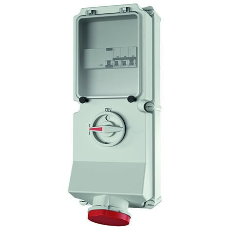 MENNEKES - Wandsteckdose DUO WD 63A 5polig 400V 6h, mit LS u. FI 63A