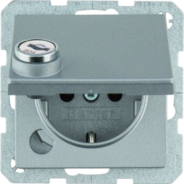 BERKER - Q.x SSD mit Klappdeckel und Schloß alu samt