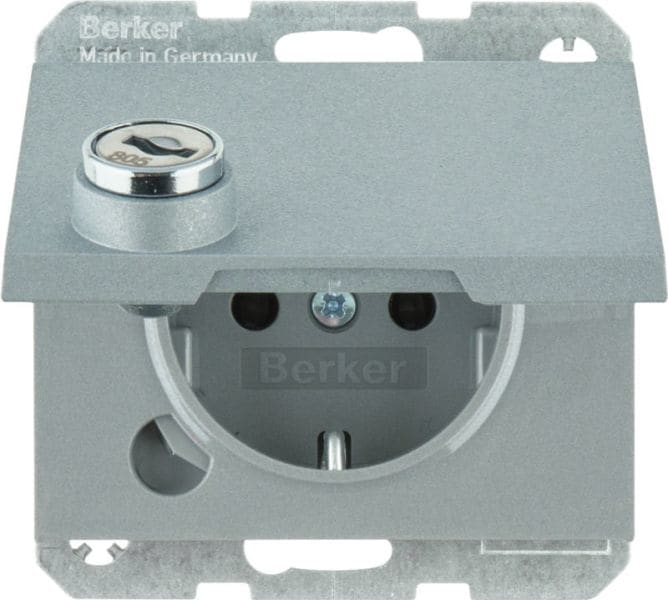 BERKER - K.5 SSD mit Klappdeckel und Schloß Aluminium lackiert