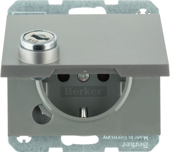 BERKER - K.5 SSD mit Klappdeckel und Schloß Edelstahl lackiert